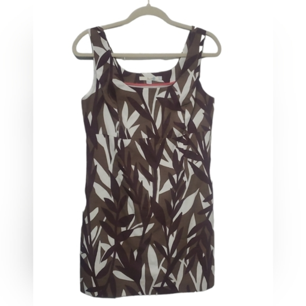 Boden Savannah Leaf Print Cotton Sheath Women's Brown & White‎ Dress Size 8P